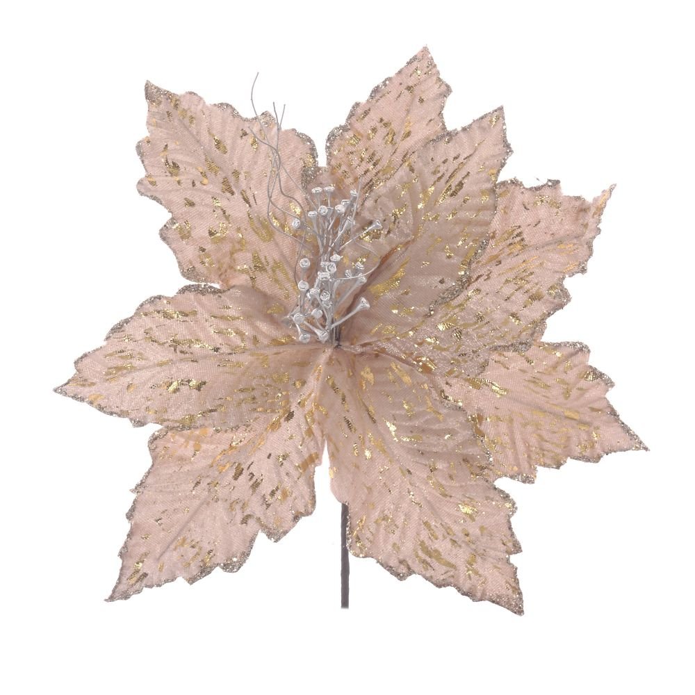Цветок искусственный пуансеттия, L30 W30 H35 см