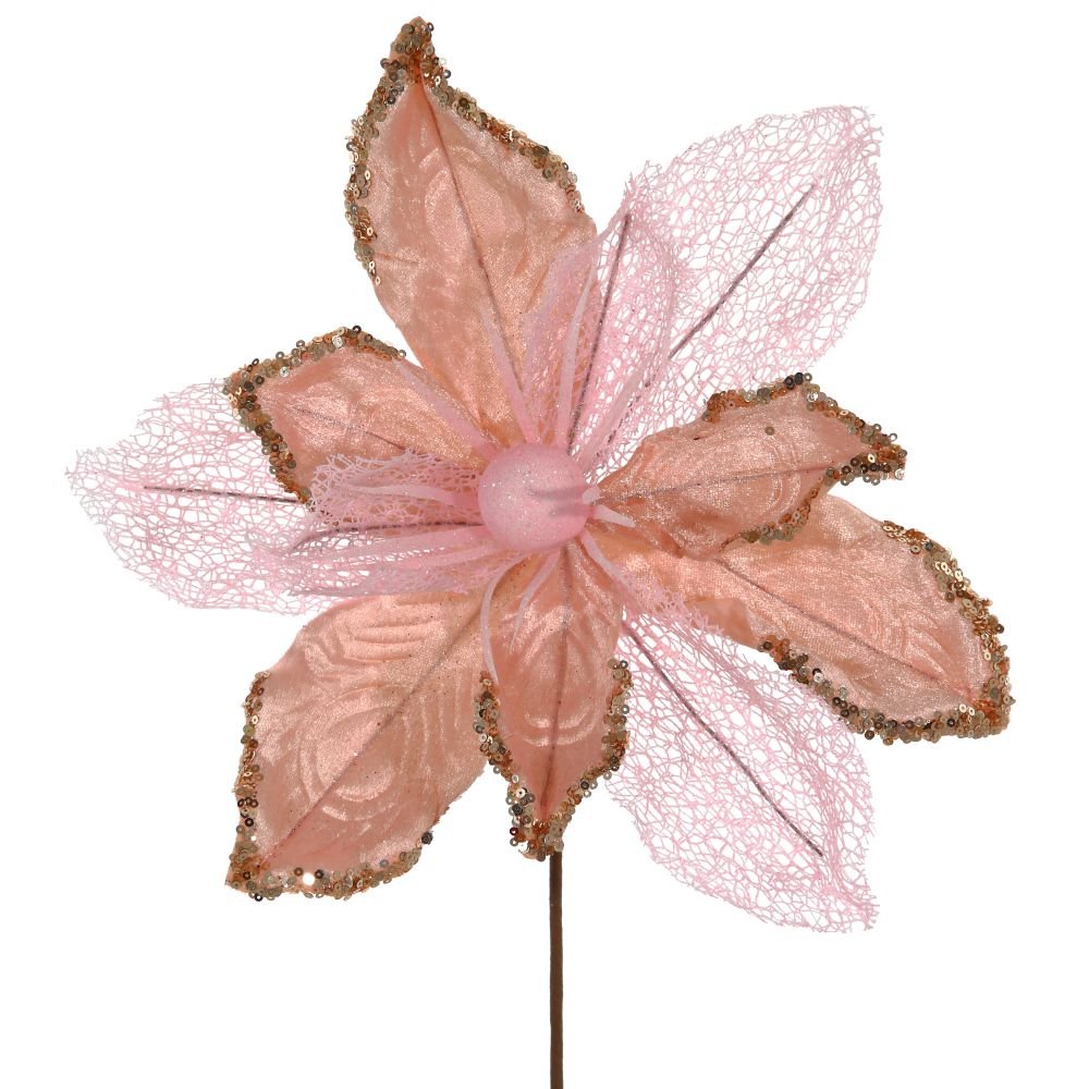 Цветок искусственный пуансеттия, L33 W33 H57 см