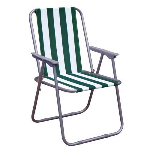 Кресло пляжное, складное, зеленая полоска