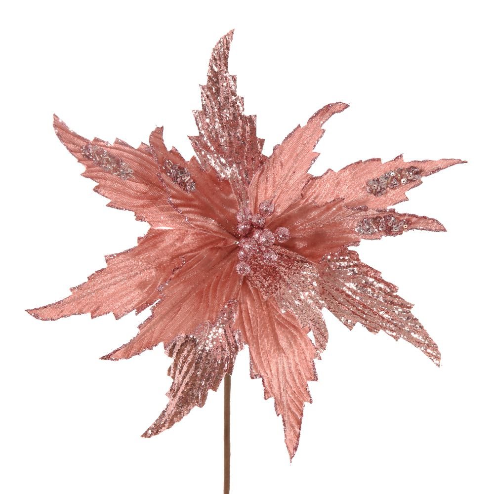 Цветок искусственный пуансеттия, L32 W32 H54 см