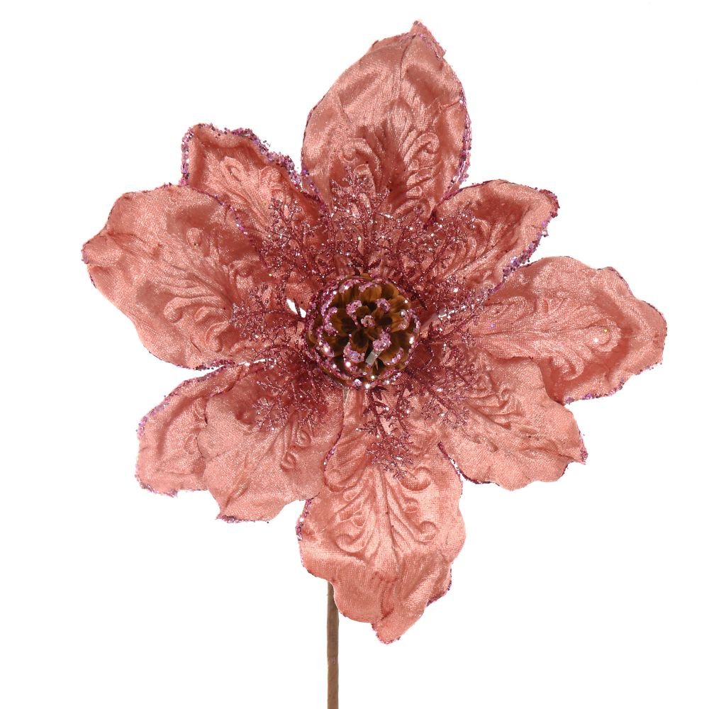 Цветок искусственный пуансеттия, L30 W30 H70 см
