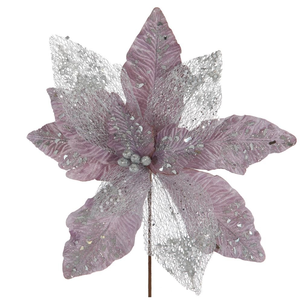 Цветок искусственный пуансеттия, L54 W54 H57 см