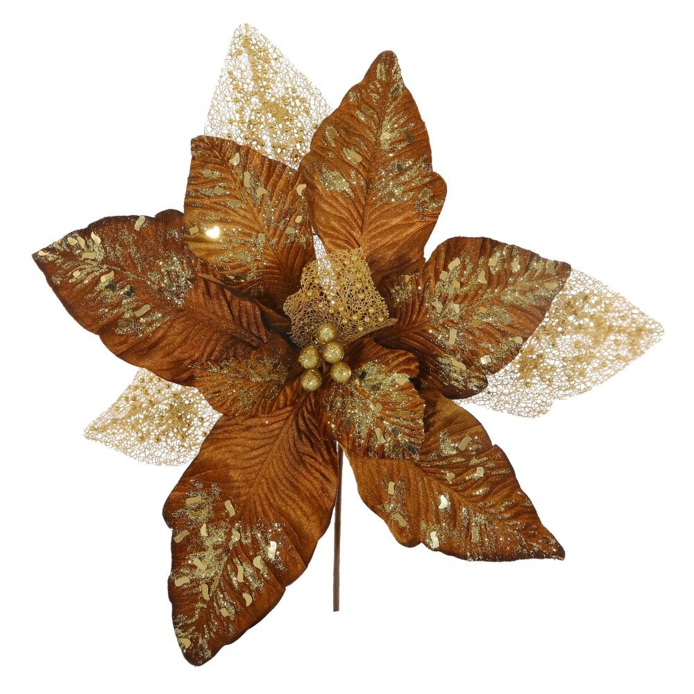 Цветок искусственный пуансеттия, L50 W50 H56 см