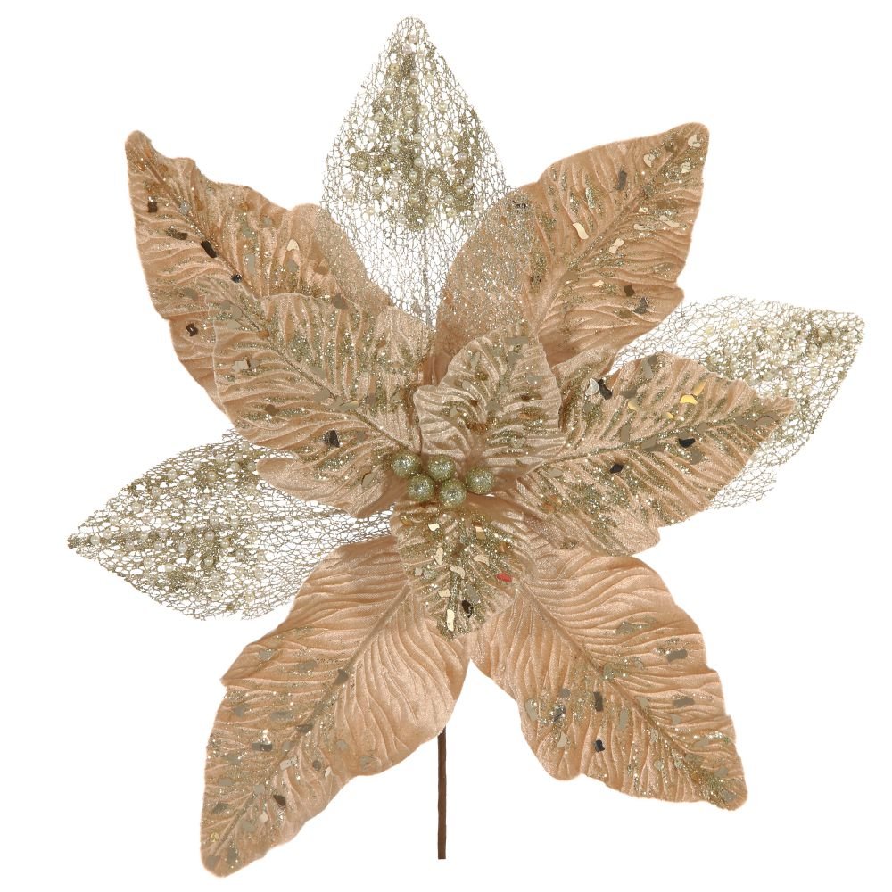 Цветок искусственный пуансеттия, L50 W50 H60 см