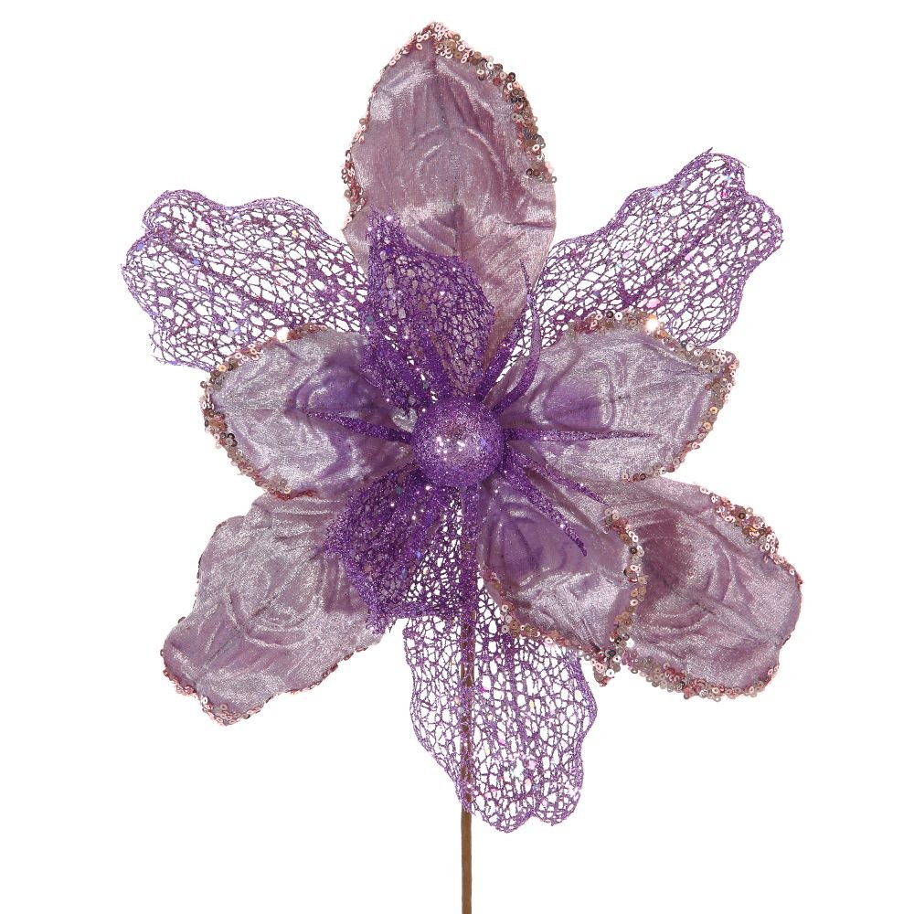 Цветок искусственный пуансеттия, L34 W34 H56 см