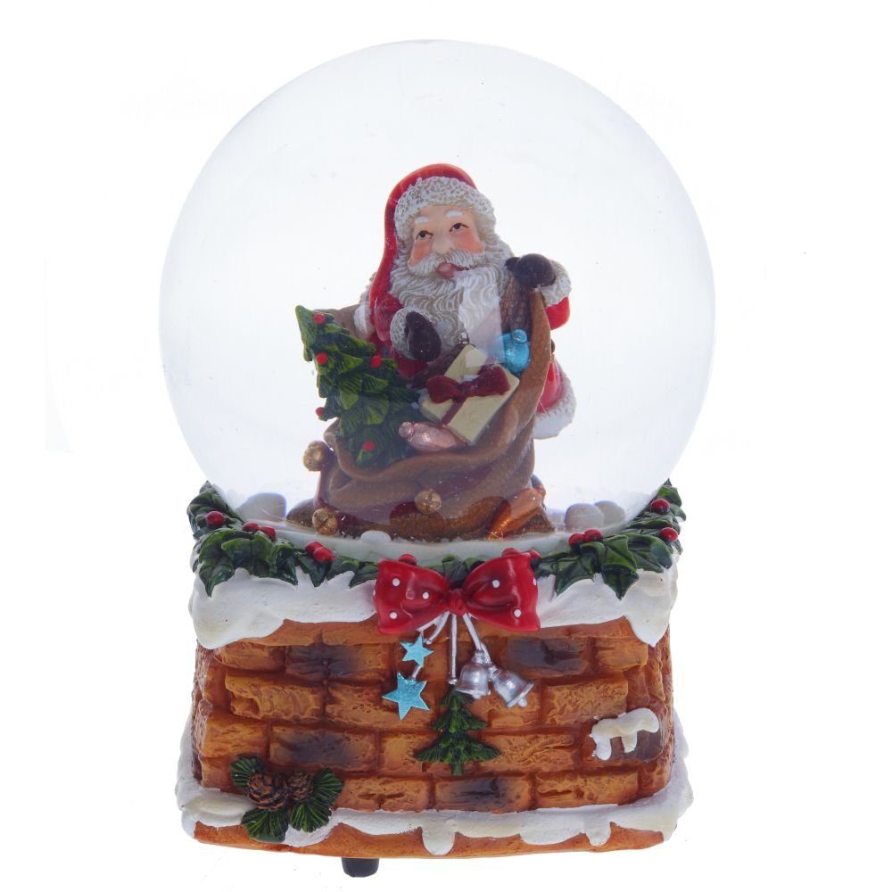 Фигурка декоративная Дед Мороз в стеклянном шаре с музыкой, L10 W10,5 H14,5 D100 см