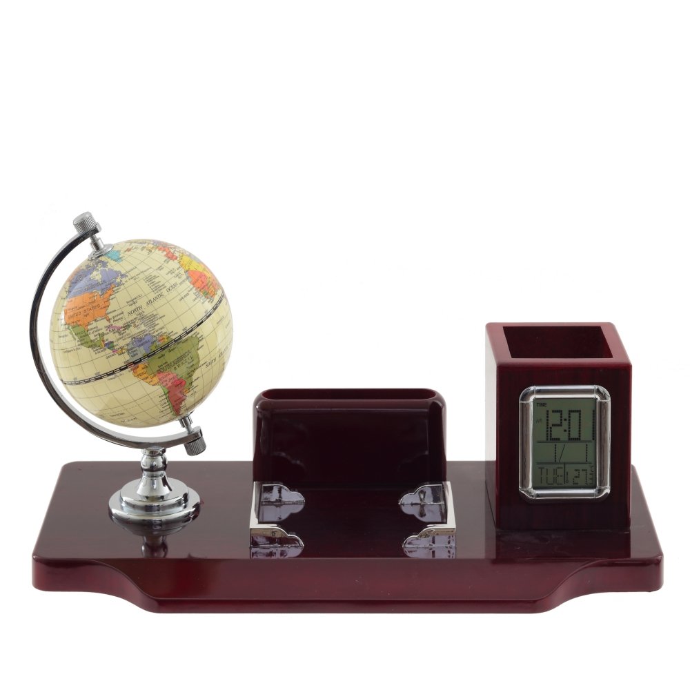 Настольный набор (глобус, часы, карандашница, визитница), L35,5 W18 H20 см