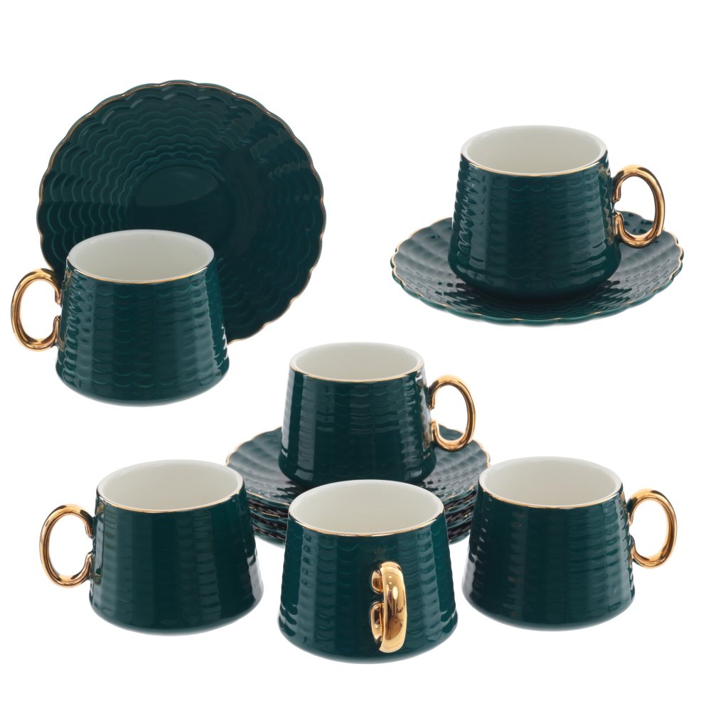 Чайный набор на 6 персон, 12 предм. (чашка с блюдцем), 250 мл, L14 W14 H7 см