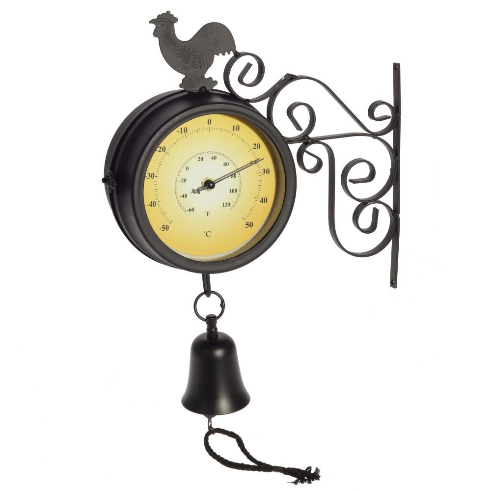 Часы с термометром двусторонние настенные декоративные, L27 W10 H49 см, (1хАА не прилаг.)
