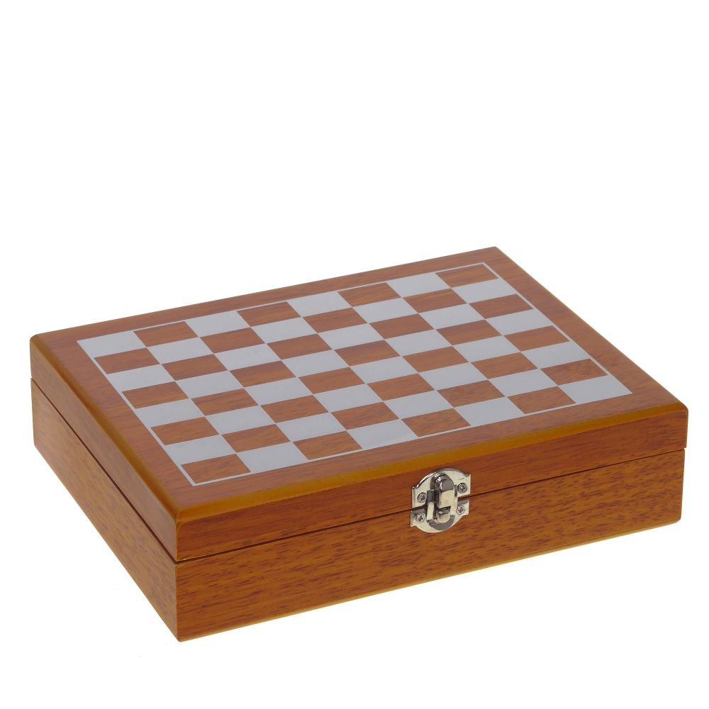 Набор подарочный (шахматы, фляжка 200 мл, 4 стопки 30мл, воронка), L24 W19 H6 см