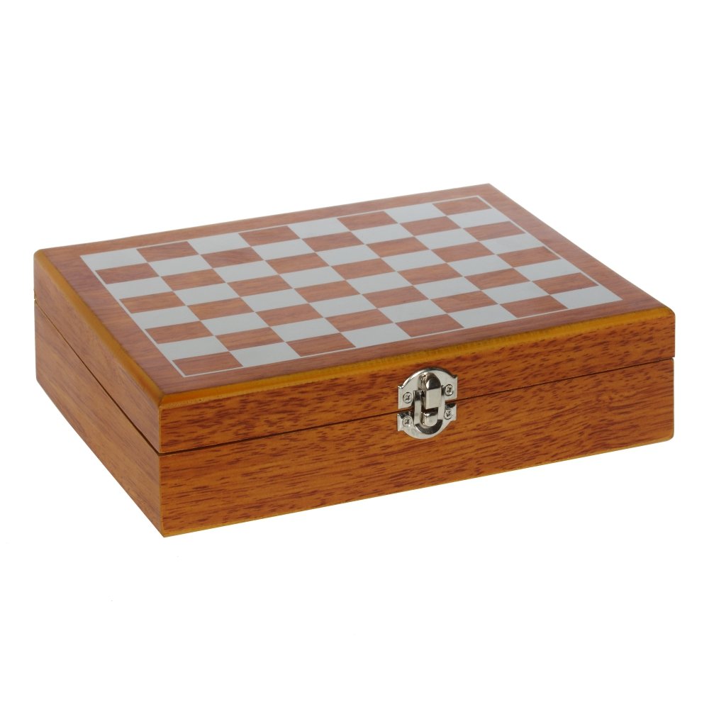 Набор подарочный (шахматы, кубики, карты, фляжка 200 мл, стопка 30 мл, воронка), L24 W18,5 H6 см