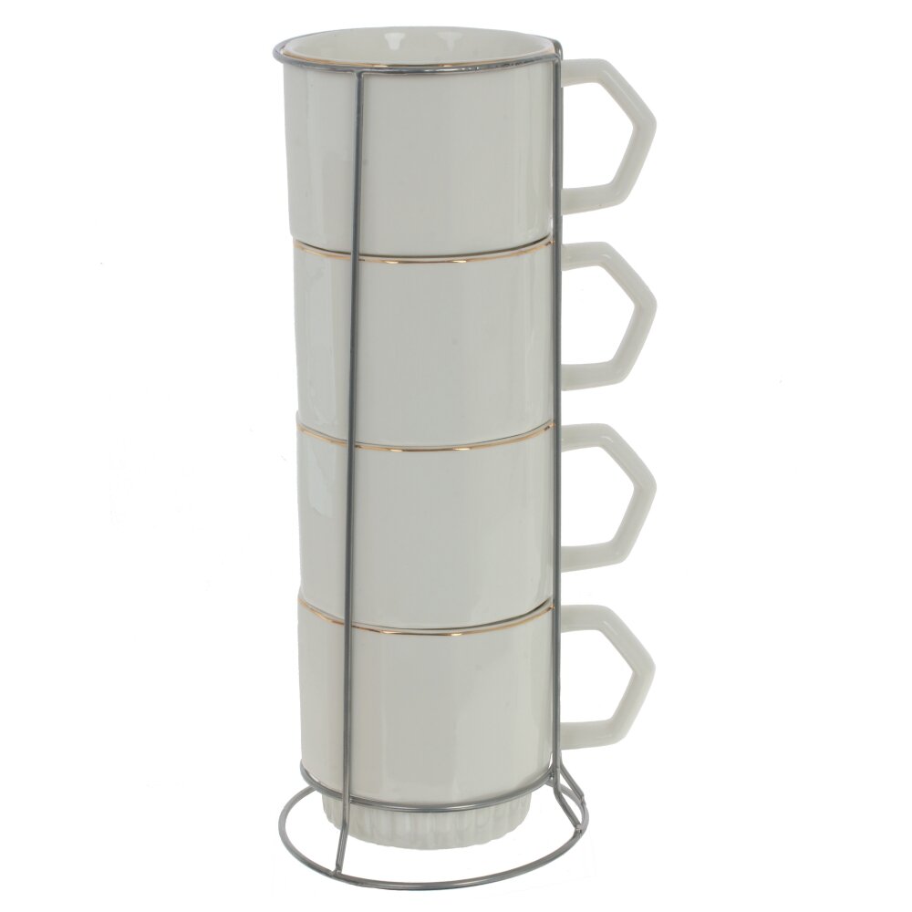 Чашка, набор из 4-х шт на подставке, L12 W12 H27 см, (сорт 1, 2)