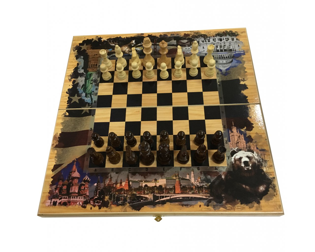Подарочный набор игр Шахматы нарды, шашки с доской  и Америка, Savanna