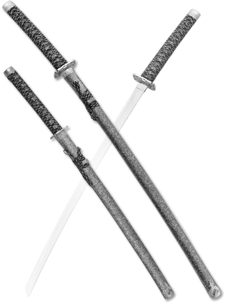 Набор самурайских мечей, 2 шт. Ножны серый мрамор