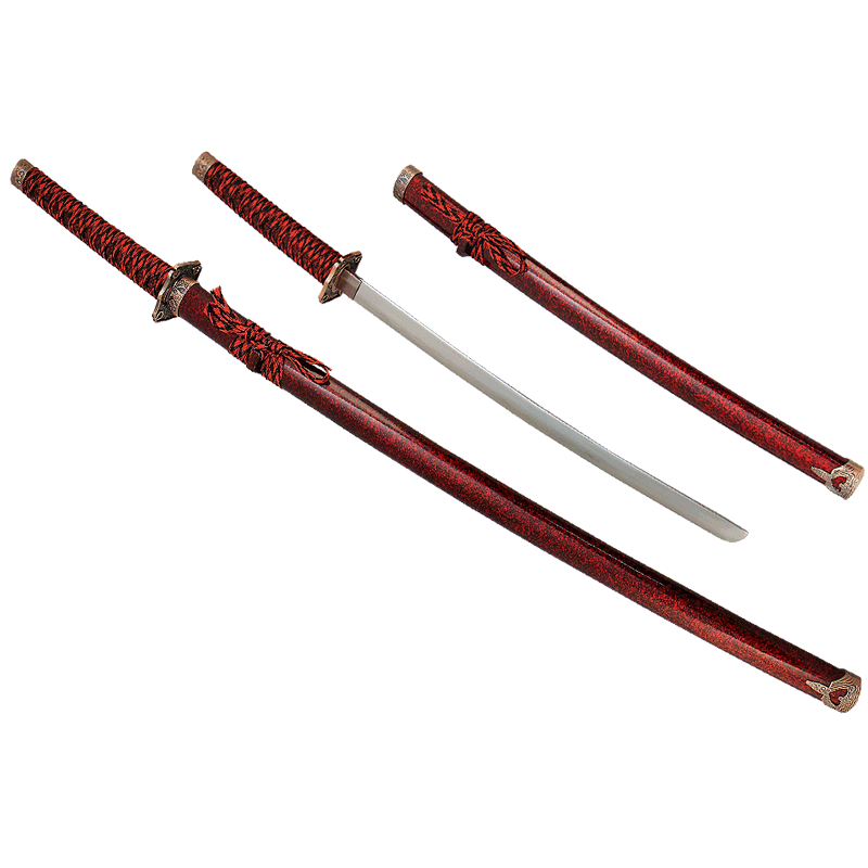 Набор самурайских мечей, 2 шт. Ножны мрамор бордовый