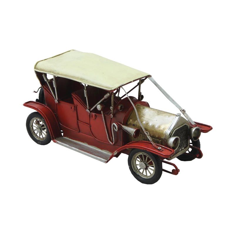 Модель ретро-автомобиля красный с белым верхом
