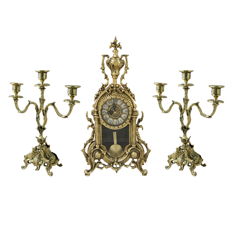 Часы антикварные каминные с канделябрами Библо, Bello De Bronze, Bello De Bronze