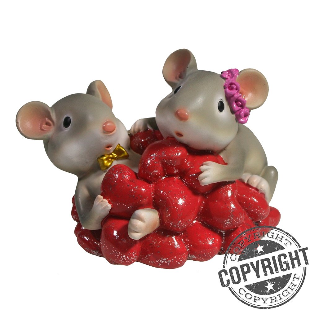 Копилка Пара влюбленных мышек (серый) 8*11 *8,5 см