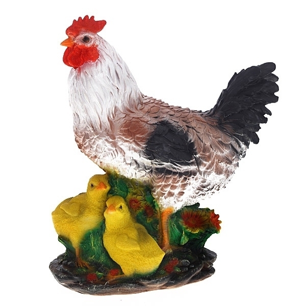 Фигура декоративная садовая Курица с цыплятами, 16*27.5*34 см