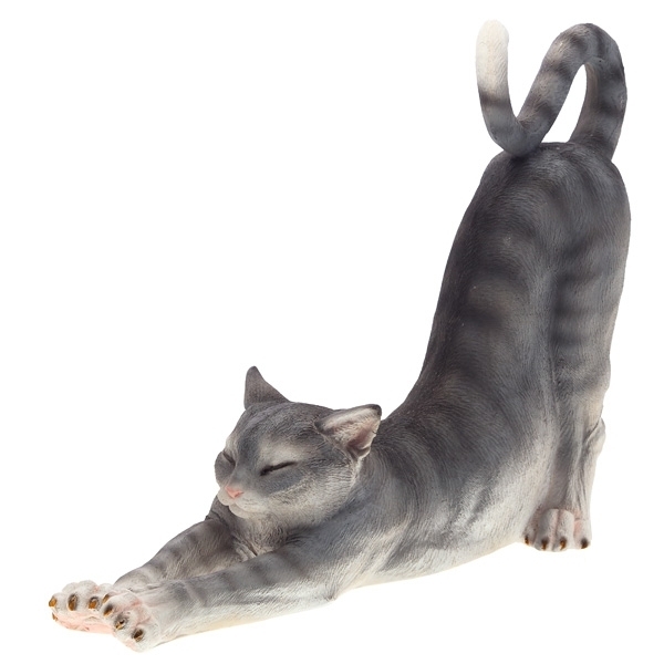 Фигура декоративная кошка, размеры L 36 H 33см (цвет серый)