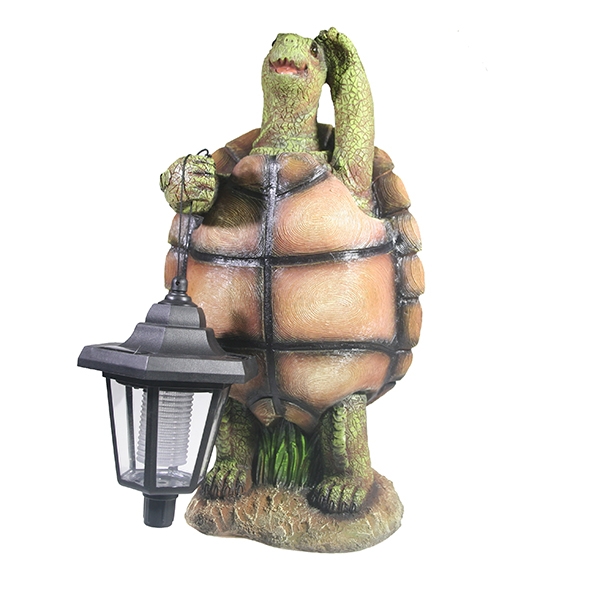 Фигура декоративная садовая Черепаха с фонарем, размеры 20*18*37см