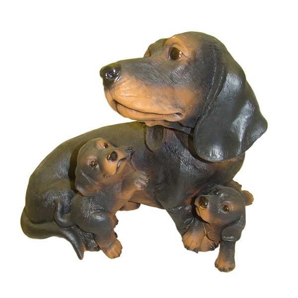 Фигура декоративная садовая Такса с щенками, размеры 31*21*26 см