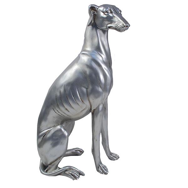 Фигура декоративная Левретка сидит (цвет серебро), размеры 30*18,5*53 см