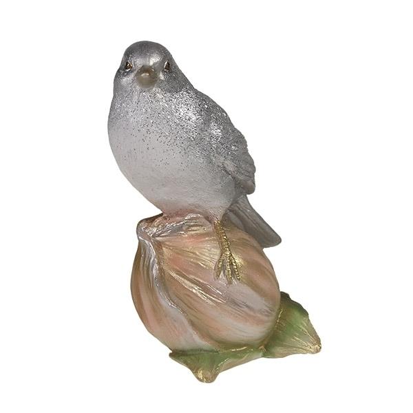 Фигура декоративная Птичка на орешке (серебро-золото), 8*8*16см.