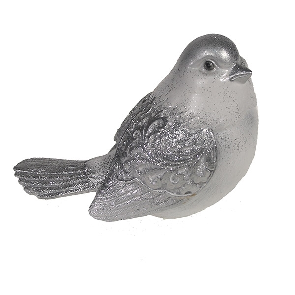 Фигура декоративная Красивая птичка (серебро), 9*12*9см.