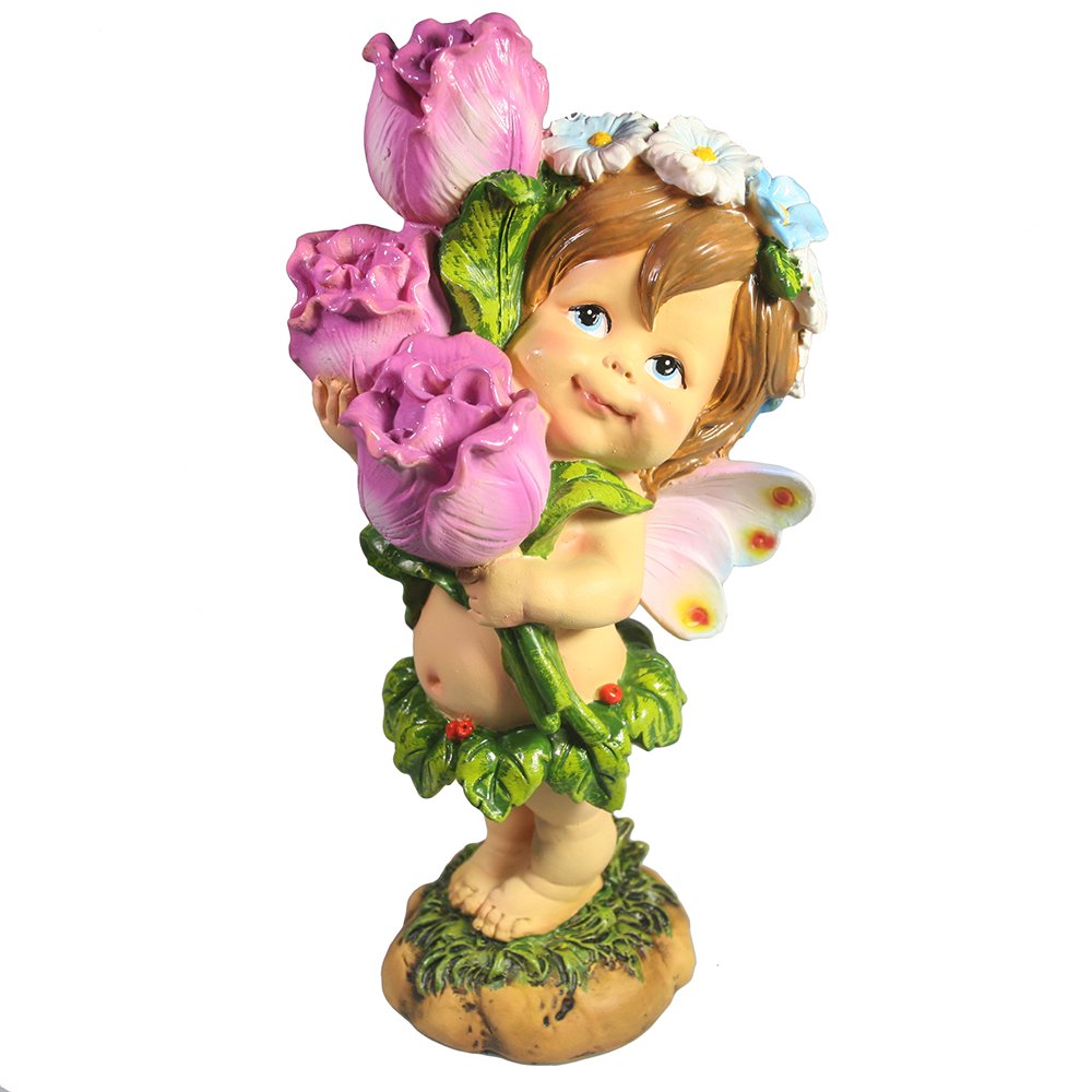 Фигура декоративная Цветочная фея с тюльпанами 10*10*21см