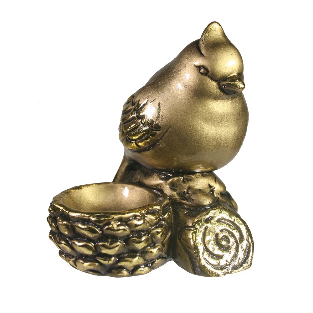Фигура декоративная Птичка у шишечки (золото)