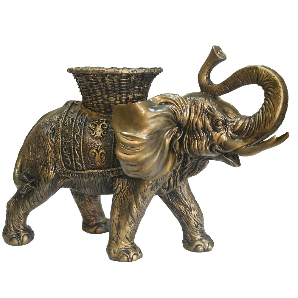 Фигура декоративная Слон с кашпо на спине (золото), 65*32*47см