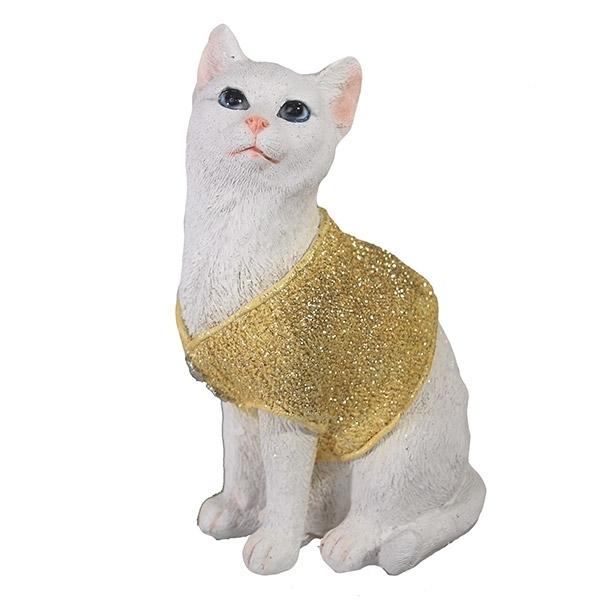 Фигура декоративная Кот в свитере золото, 9*12*19см.
