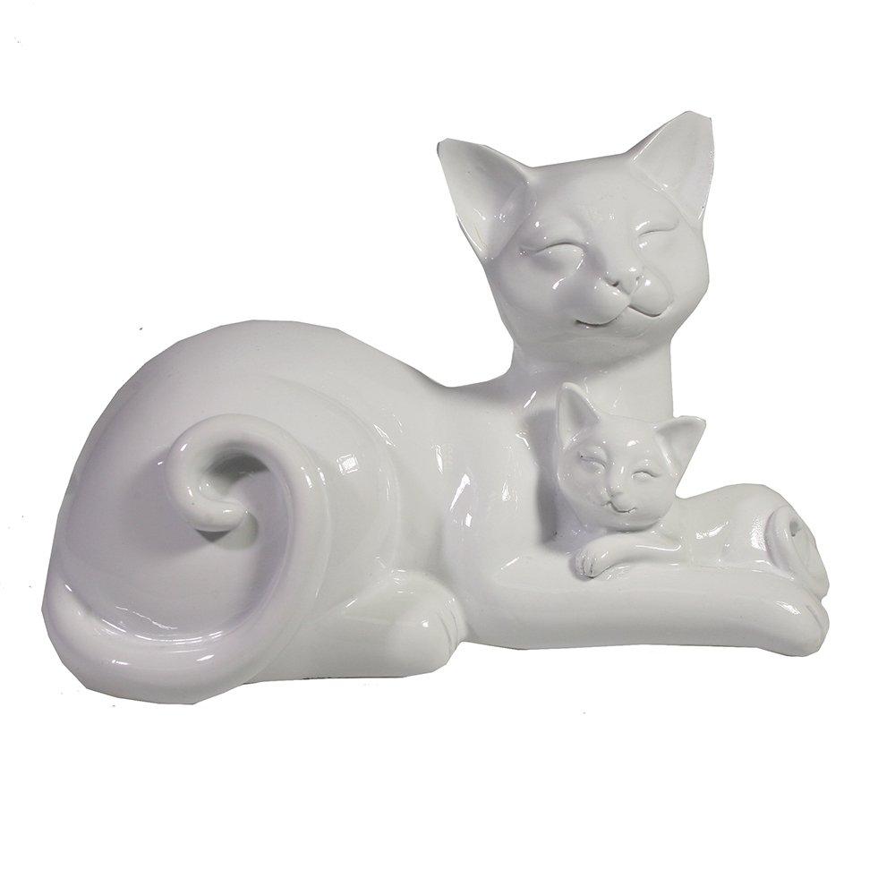 Фигура декоративная Кошка с котенком (белый глянец), 18*10*12 см