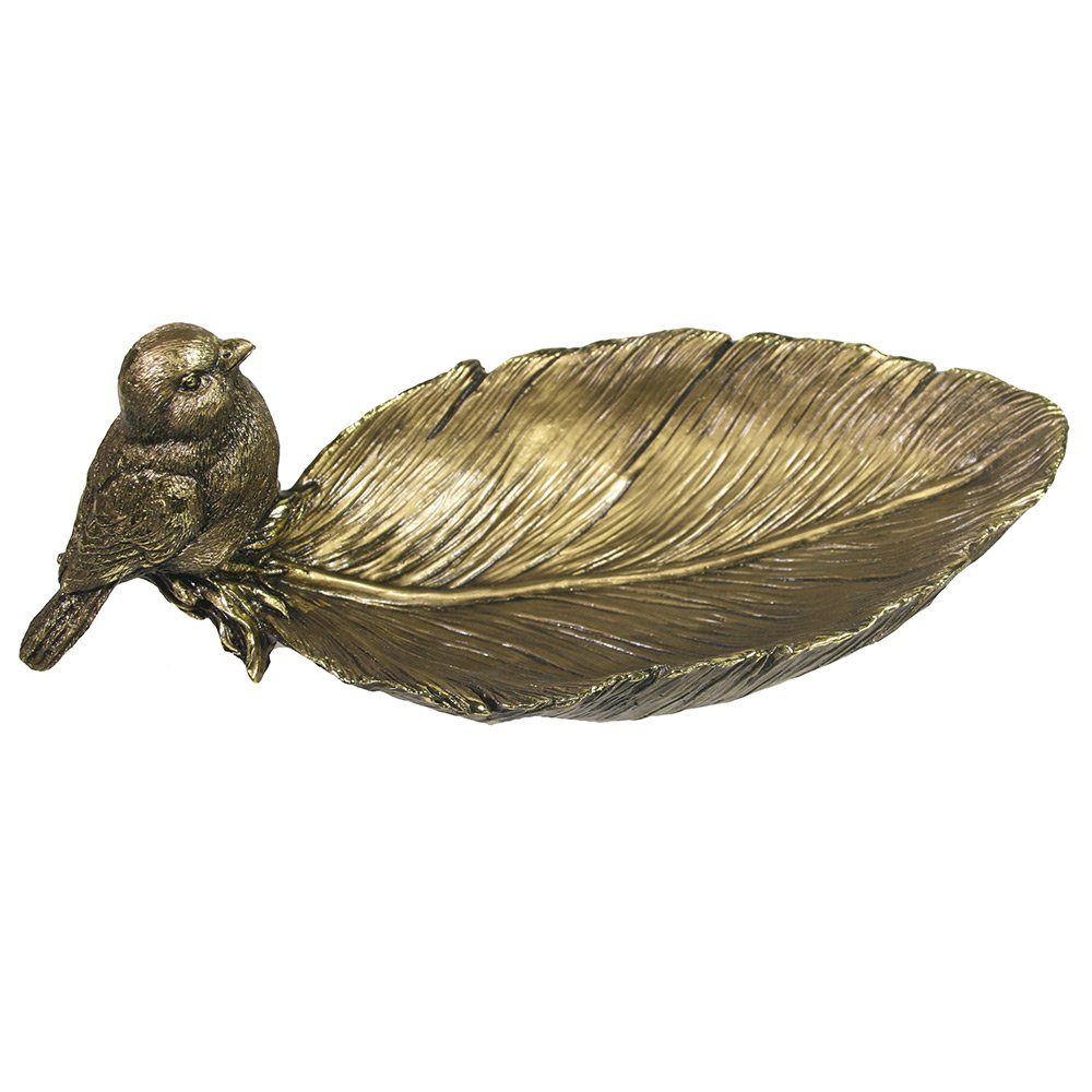 Декоративная подставка под мелочи Птичка на перышке (золото), 26*10*10,5 см