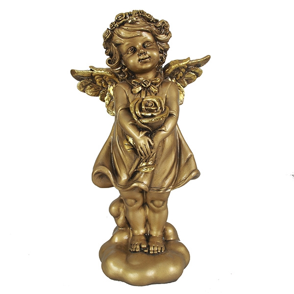 Фигурка декоративная Ангелочек счастья (цвет золото), 14*9,5Н25см