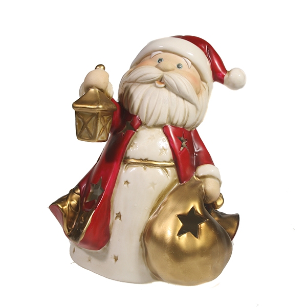 Фигурка декоративная со светодиодной подсветкой Дед Мороз с мешком, 13.5*12.5*14см