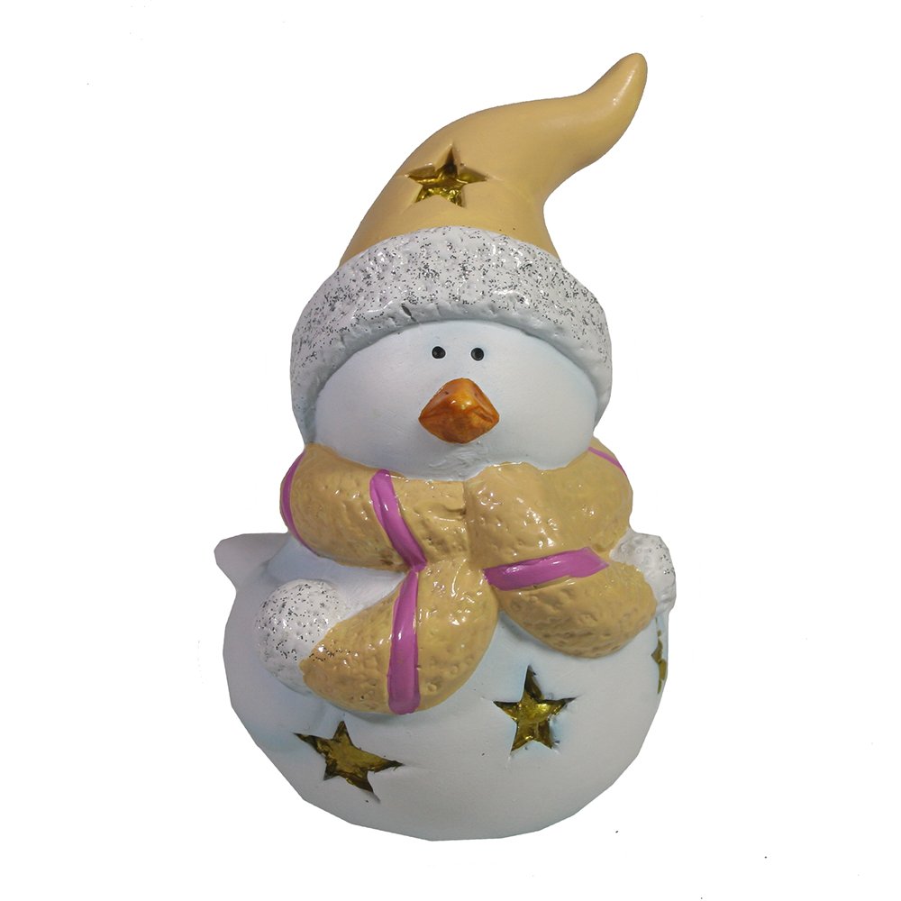 Фигура декоративная со светодиодом Птичка в шарфике и шапке (бежевый) 9*7*11см