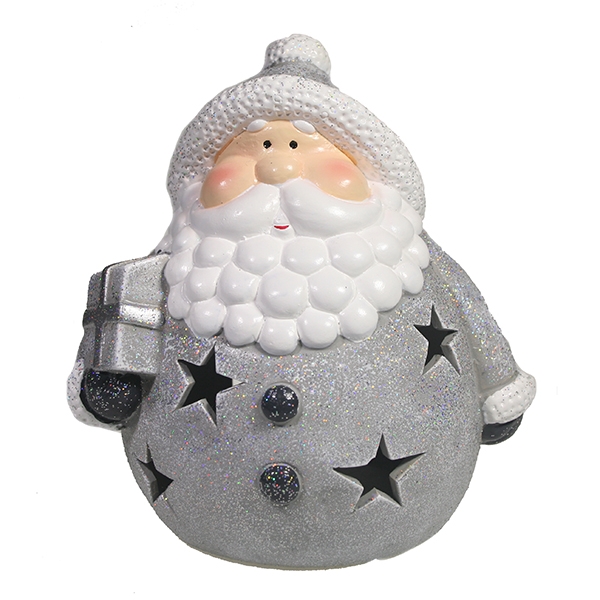 Фигурка декоративная с светодиодной подсветкой Дед Мороз с подарком, 15*14*15.5см