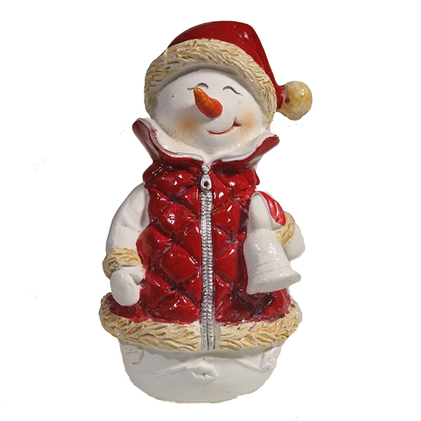 Фигура декоративная Снеговик с колокольчиком, 8*7*11.5 см
