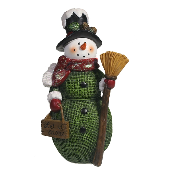 Фигура декоративная Снеговик с метлой, 9.5*8.5*18см