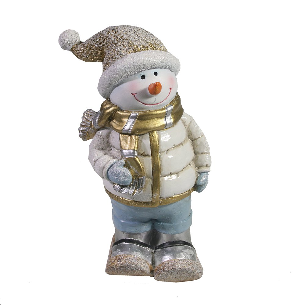 Фигурка декоративная Снеговик на лыжах (золото) 10*7.5*17.5