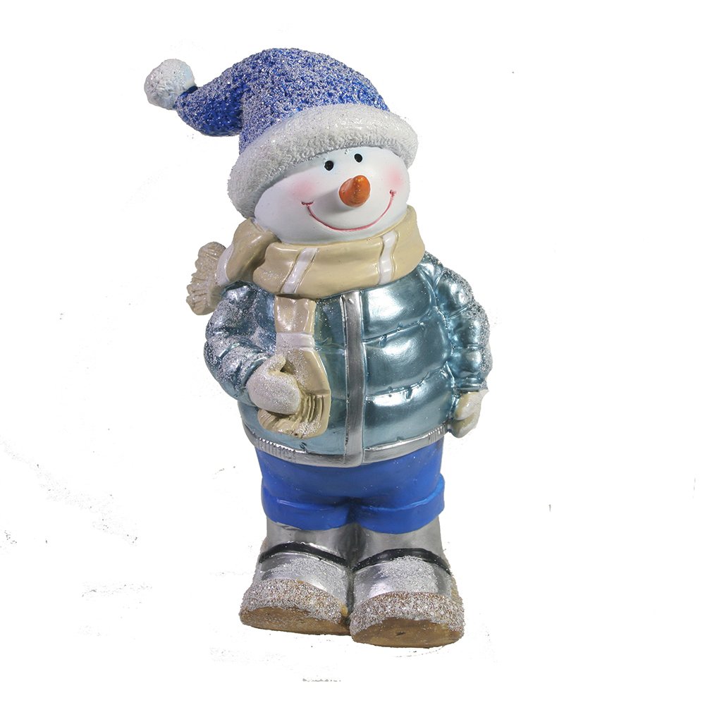 Фигурка декоративная Снеговик на лыжах (синий) 10*7.5*17.5