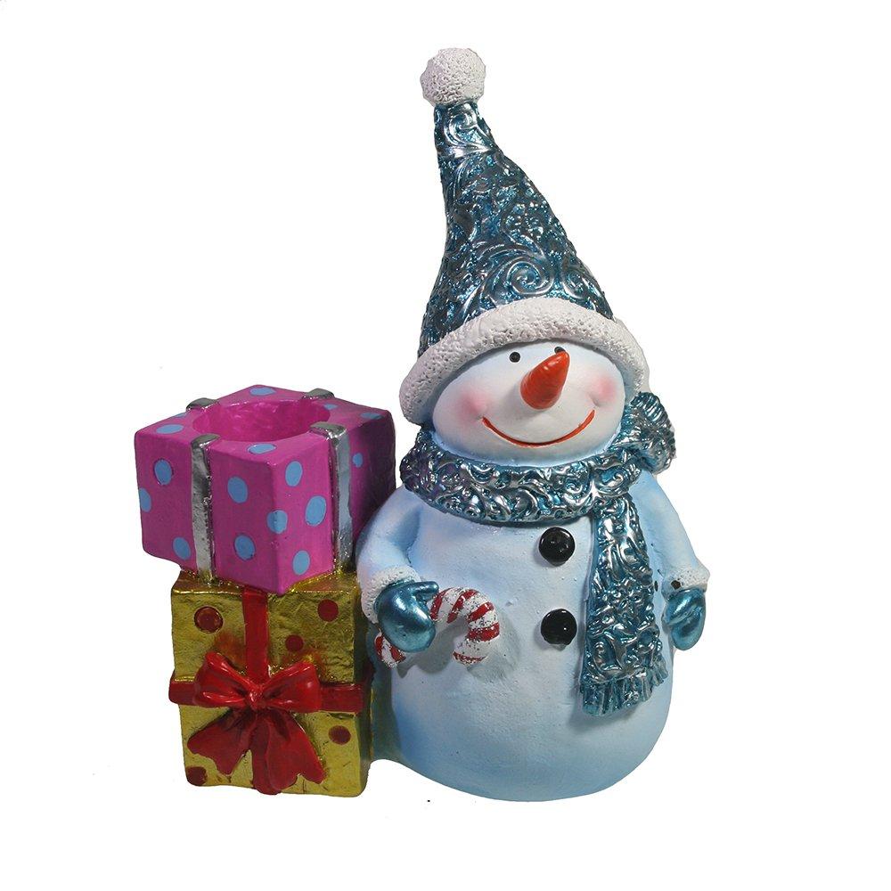 Изделие декоративное Снеговик с подарками (синий) L11,5W6H14см