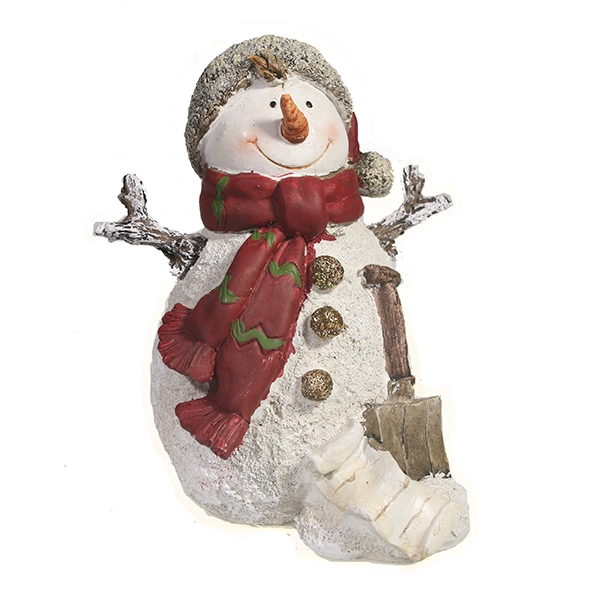 Фигура декоративная Снеговик с лопатой L14.5W12H16