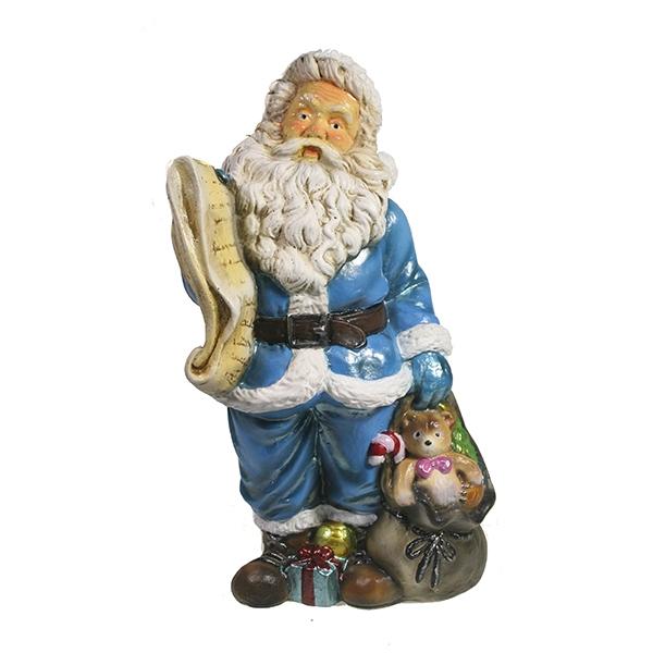 Фигура декоративная Санта со списком подарков (цвет голубой), 11*13*26см