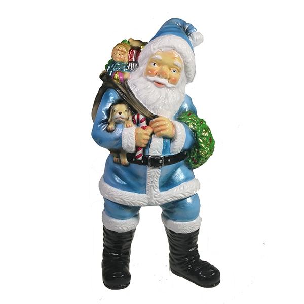 Фигура декоративная Санта держит щенка (цвет голубой), 11*14*29см
