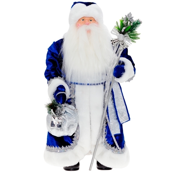 Дед Мороз,  60 см (синий бархат с серебром)