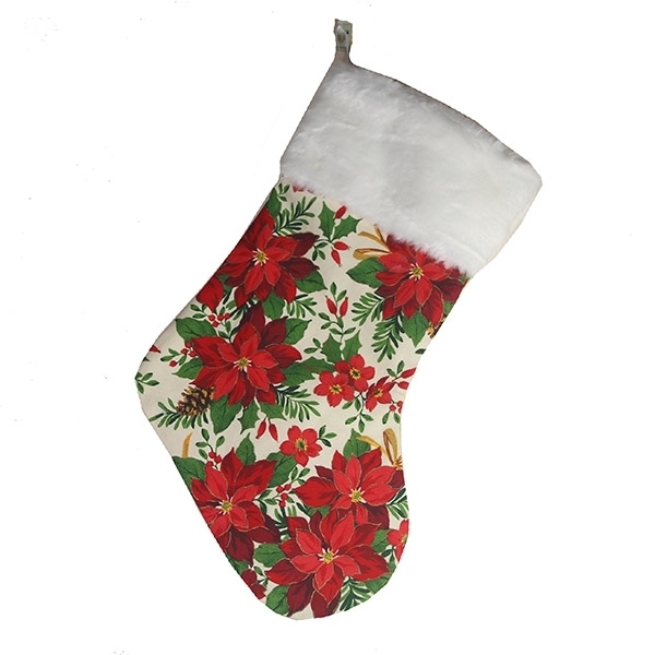 Носок для подарков «Пуансеттия бел», высота 47см