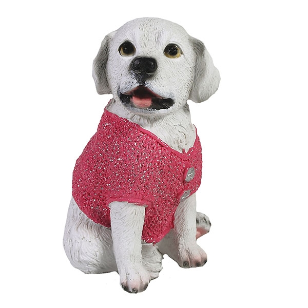 Фигура декоративная Щенок в розовом свитере 10х9,5х14,5